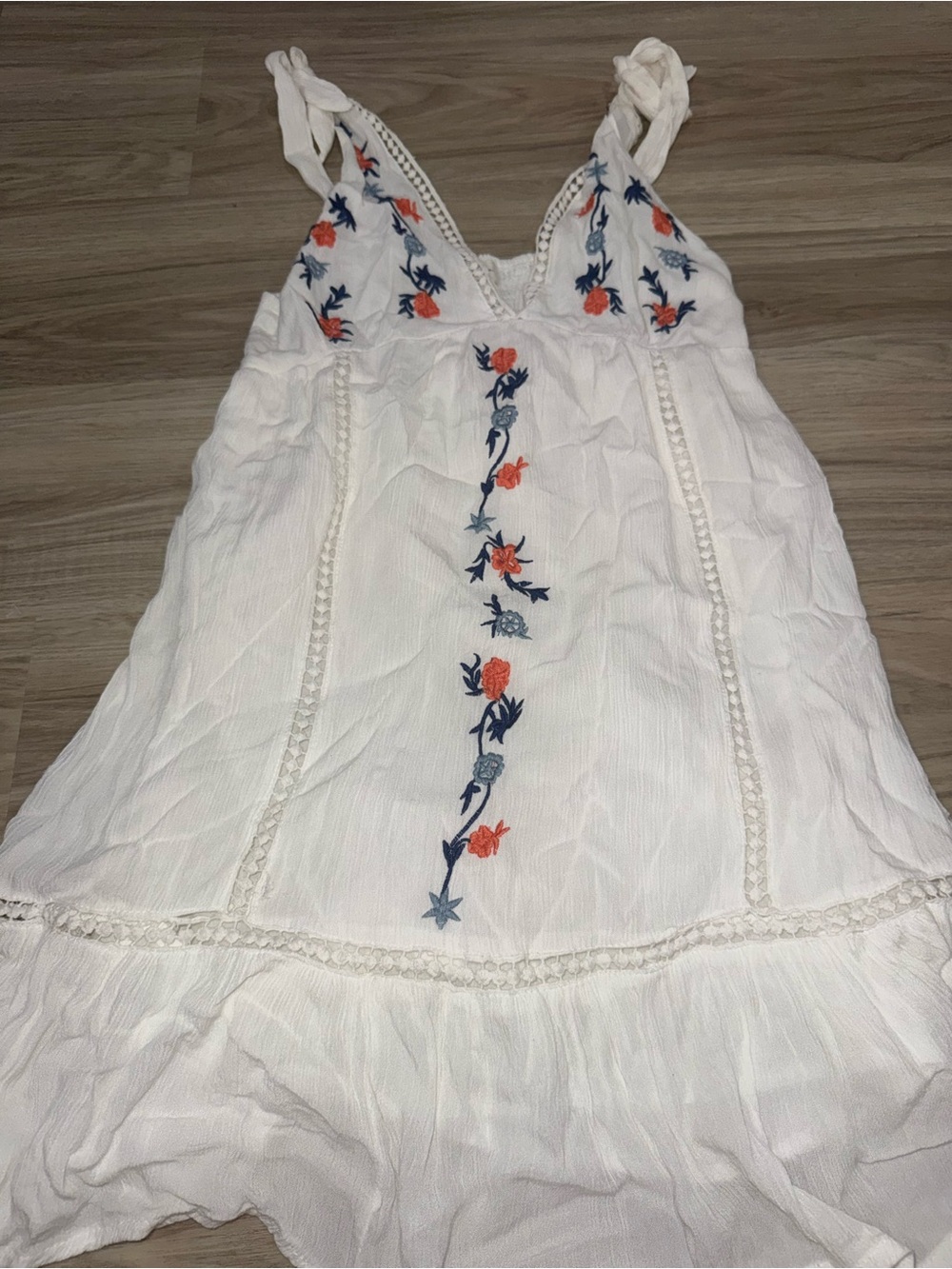 White Floral Embroidered Sundress